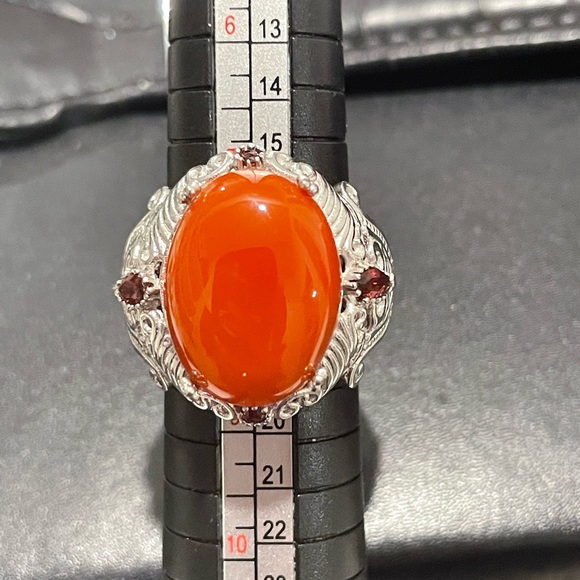 Huge Karis STS Red Agate Mozambique Cabochon Statement Ring Sz8 NWOT - Picture 5 of 10